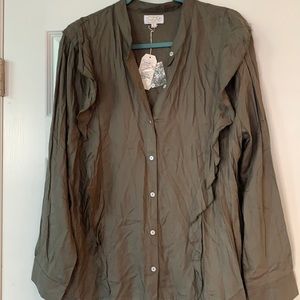 NWT Mudpie Olive Green Long Sleeve Button Up shirt